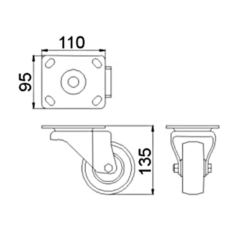 Rodízio 4” Giratório Tagg TGR011